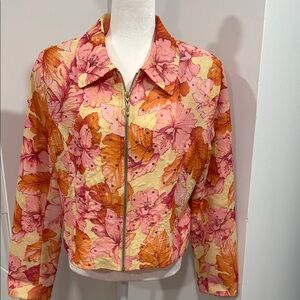 Pink and Orange Floral Blazer with Bold Print